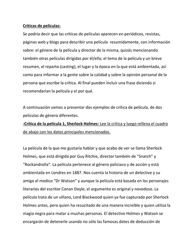 Used with Y10 preparing for a CA on film