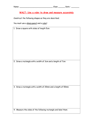 Drawing Lines With Measurements : Drawing and measuring simple shapes by klockhart