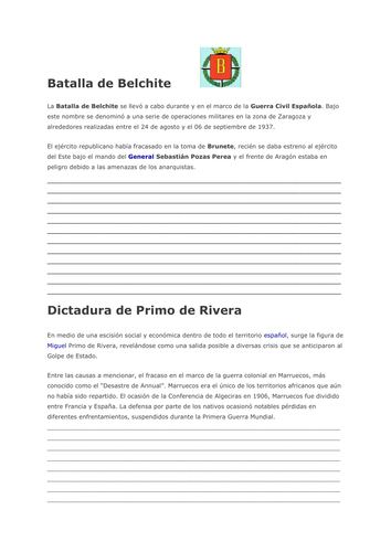 Spanish - A2 Notebook translation