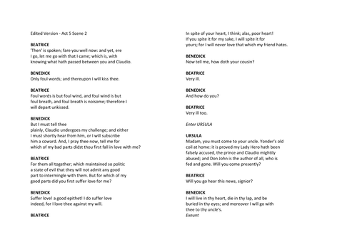 SoW for Much Ado about Nothing