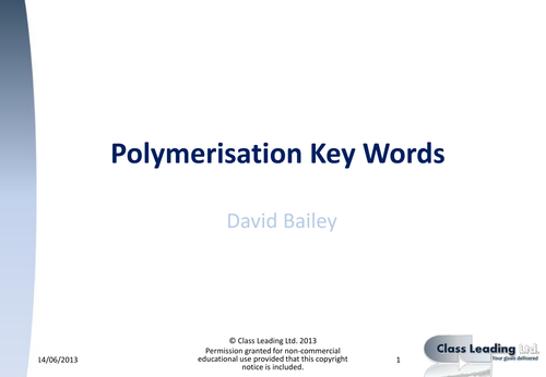 Polymerisation Key words & meanings - Display