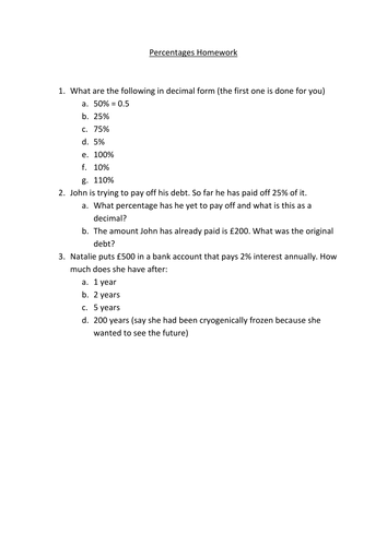 Mixed Percentage Questions