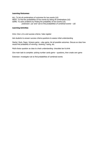 Combined Probabilities Lesson