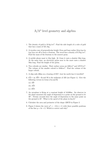 A/A* level geometry and algebra