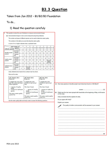 B3 OCR Life on earth 6 mark question practice