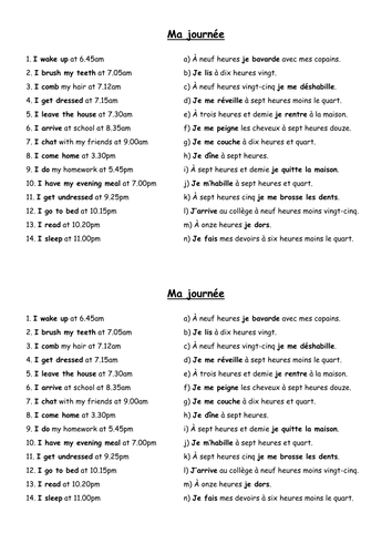 Daily Routine match-up