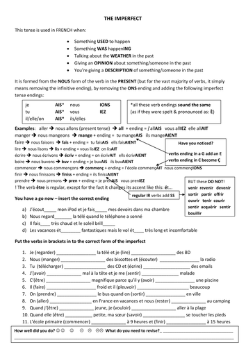Imperfect in French - l'imparfait