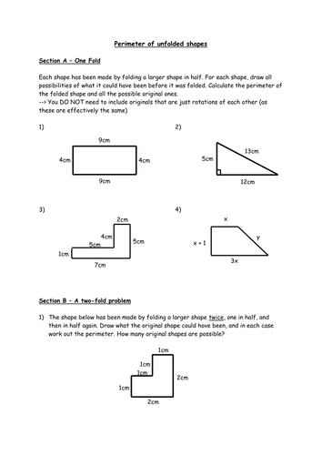 Perimeter of unfolded shapes