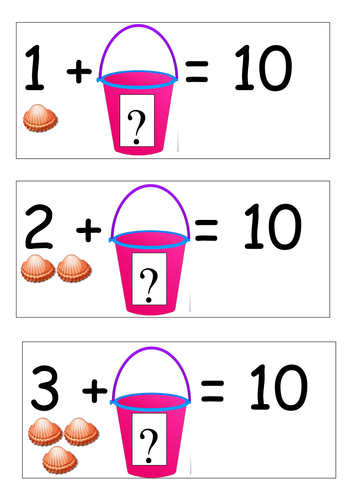 number bonds to 10 - shells and buckets