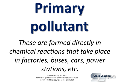Primary & Secondary pollutants key word display