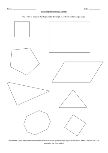 measuring and drawing 2d shapes 3 levels teaching resources