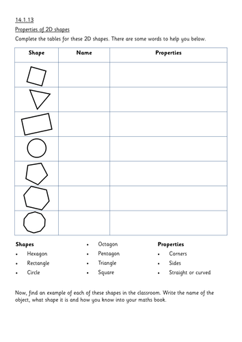 properties of 2d and 3d shapes by rfernley teaching resources tes