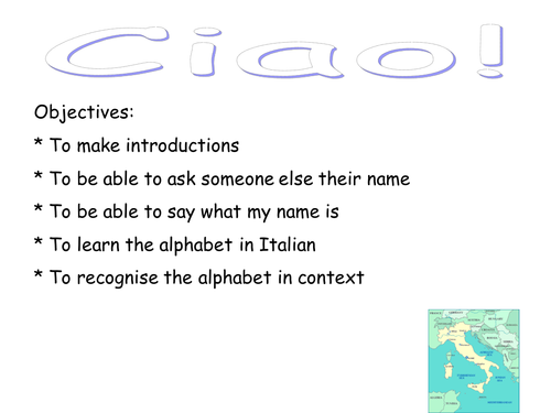KS3 Italian - alphabet and spelling of names