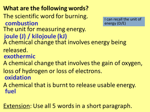 C3 AQA Energy Calculation 3.1 Comparing Fuels