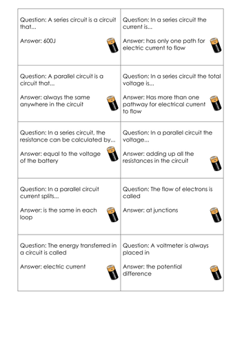 Circuits loop game-AQA Additional physics