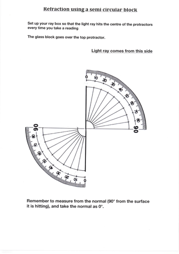 Refraction semi-circular - idiotproof worksheet