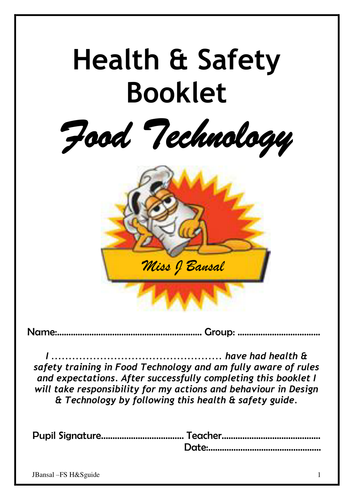 health safety booklet food technology teaching resources