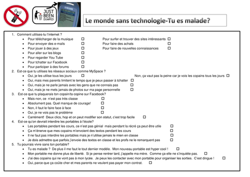 KS4 French - The world without technology