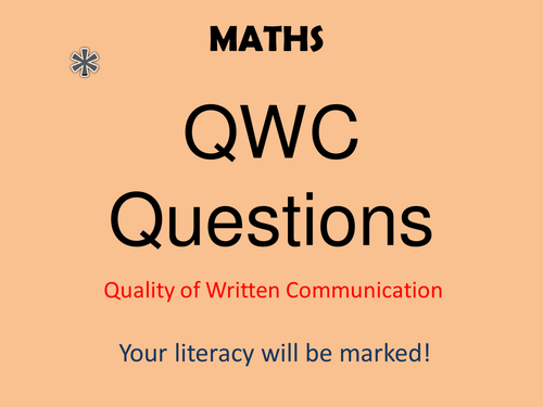How to approach a maths QWC Question GCSE *