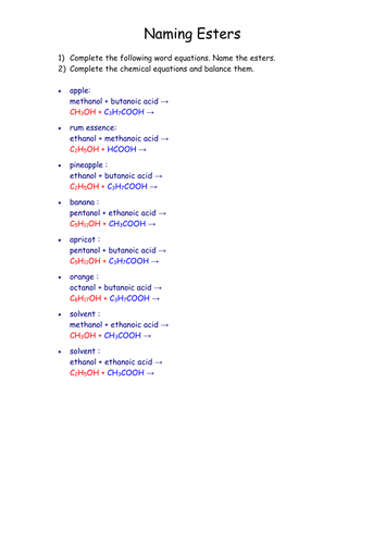 Esters | Teaching Resources