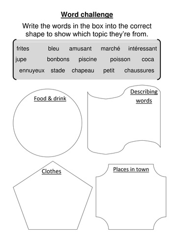 y7 8 key french vocab revision activity teaching resources