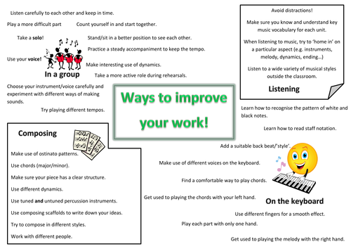 Ways to improve your work: KS3 Music