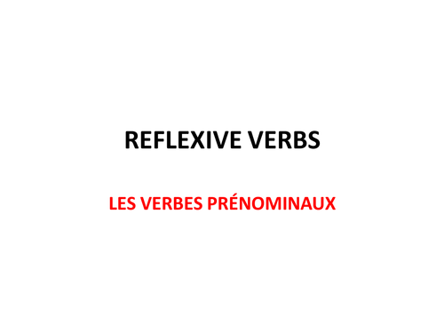 Reflexive verbs in the present tense in French