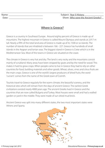 Where is Greece? KS2 History Resource