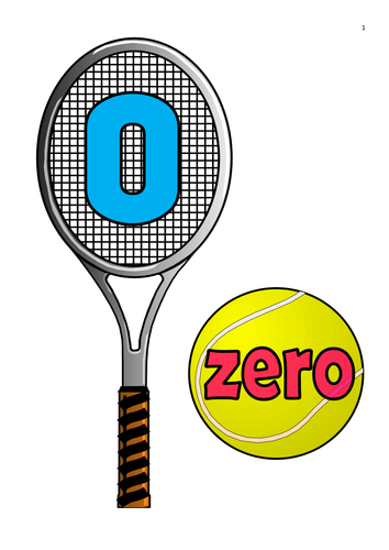 Tennis Themed Numbers 0-20 and in Words