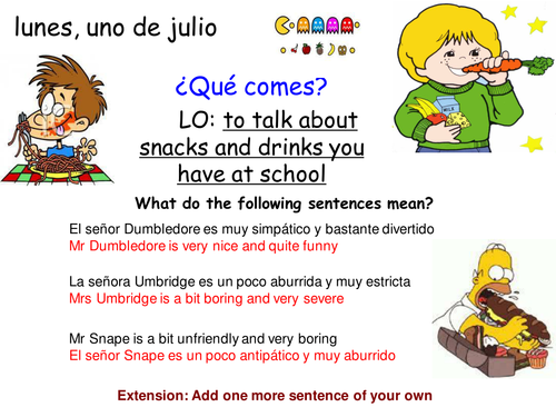 What you eat: KS3 Spanish