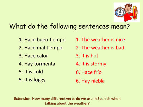 The weather (extension): KS3 Spanish