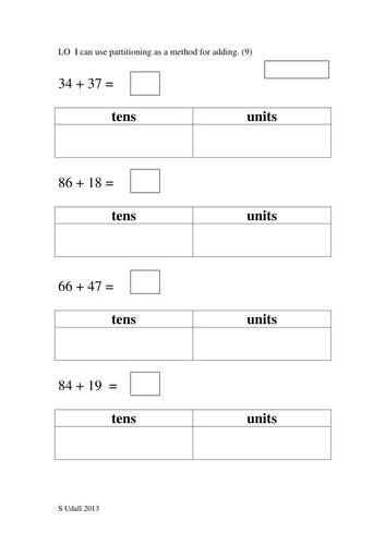 Ks1 Maths Using Partitioning To Add By Sudall Teaching Resources Tes