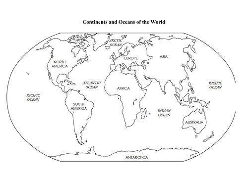 Printables The Physical World Continents And Oceans Worksheet continents and oceans of the world by sophialouisechivers teaching resources tes