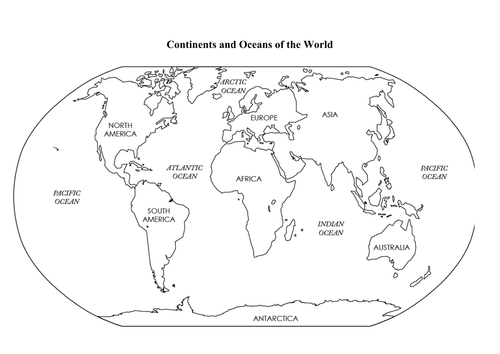 Continents And Oceans Of The World Teaching Resources