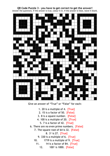 QR Code Puzzle 3 - Number Facts