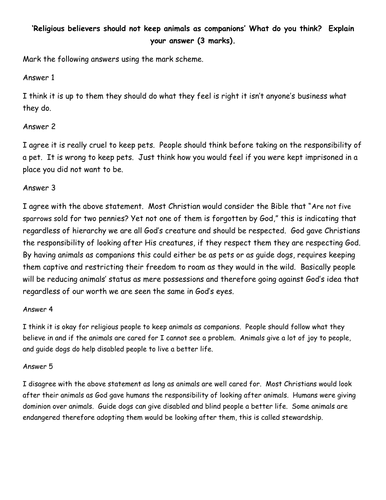 Animal rights; GCSE RE