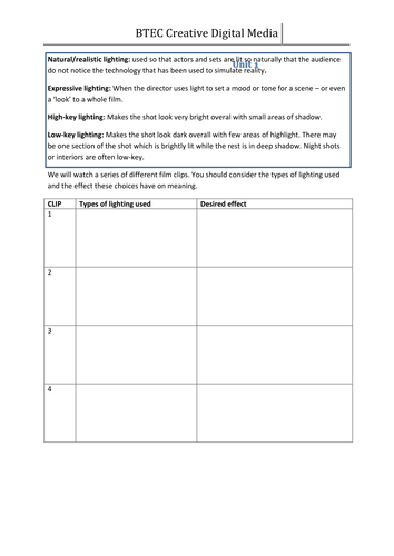 BTEC Creative Digital Media Intro Part 2