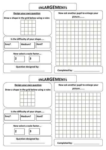 Enlargements - Design your own question activity