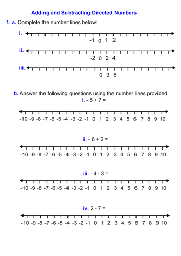 Adding and Subtracting Directed Numbers