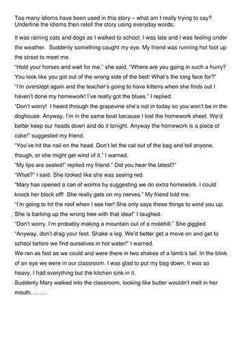 Idioms - KS2 English language activity