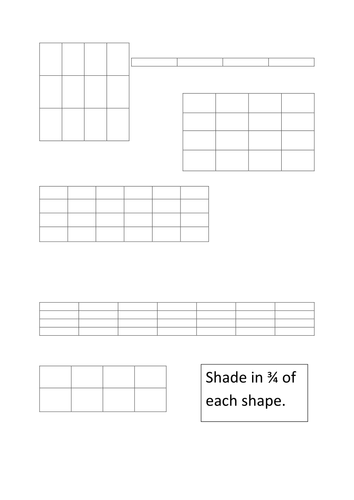Shading in 3/4 of a rectangle