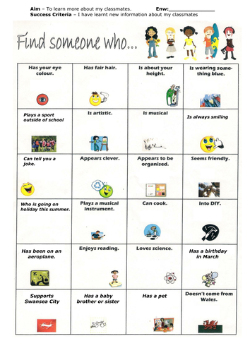 Find someone who...: KS2 transition activity