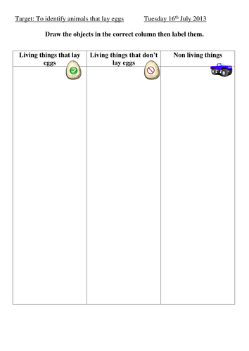 Animals that lay eggs sorting grid | Teaching Resources