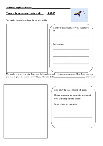 Design a kite planning sheet