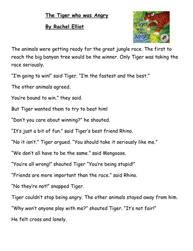 The Tiger who was Angry comprehension text