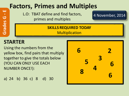 Factors, Multiples and Primes by deselby | Teaching Resources