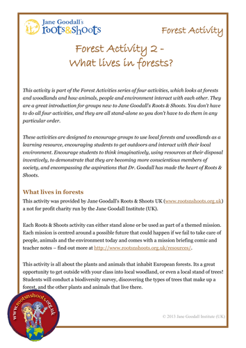 Forest Activity: What lives in Forests?