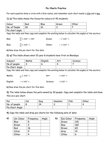 numbers 11 chapter explain Drawing charts by  jhofmannmaths  worksheet Teaching pie