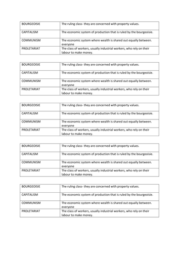 Marxism Key Word Match Up 