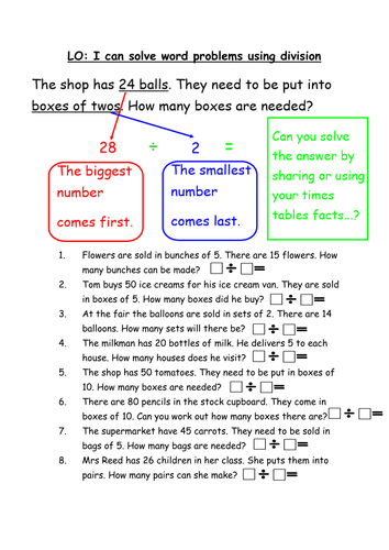 worksheets for division including visual sc teaching resources